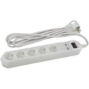 USF-5es-1.5m-USB-W ���.������ ��� (�����) � ������, 3x0,75��2, � ����, 5��+2USB, 1.5� (20/600)